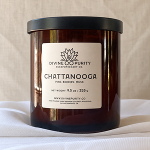 Chattanooga candle, previous packaging with white label