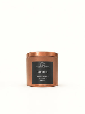 Gratitude 3 oz bronze mini candle tin