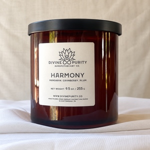 harmony candle in previous packaging with white label