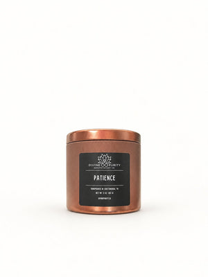Patience 3 oz bronze mini candle tin